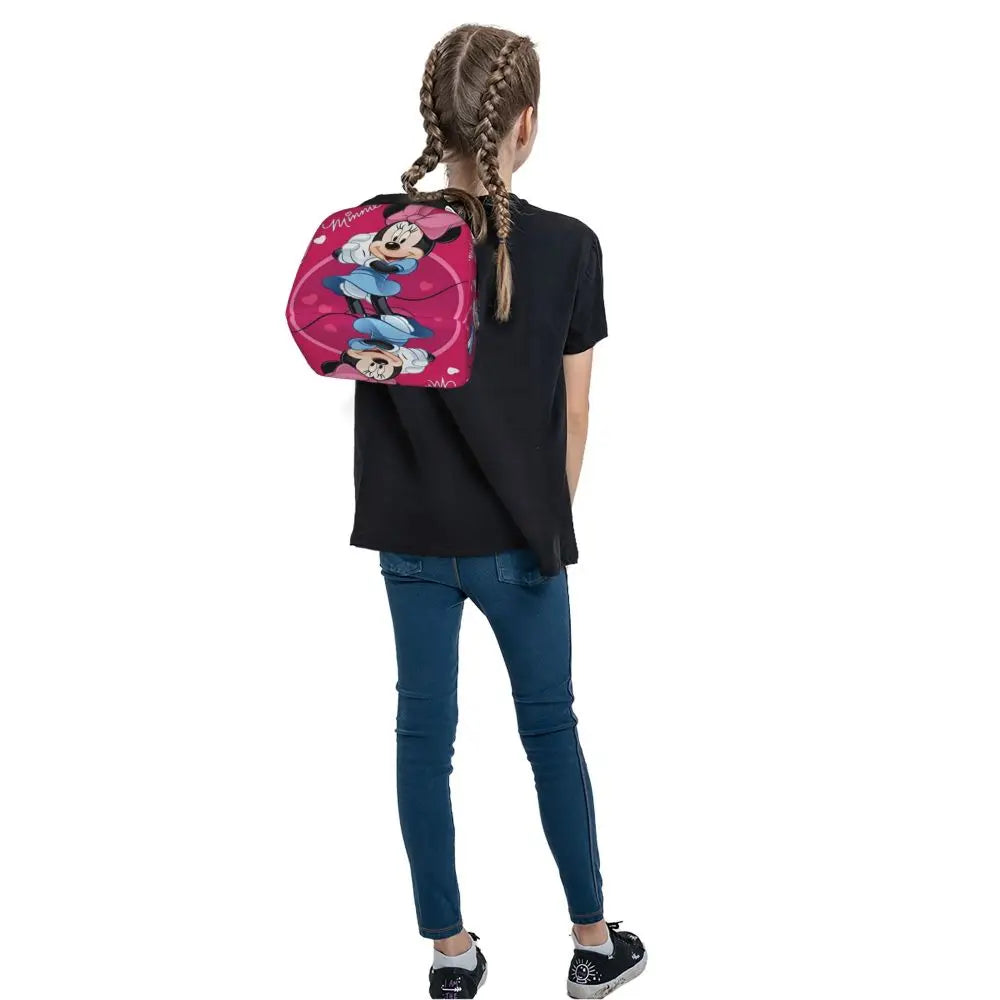 Custom Mickey Pink Minnie Mouse Lunch Bag Women Creative Design Cooler Warm Insulated Lunch Box for Kids School