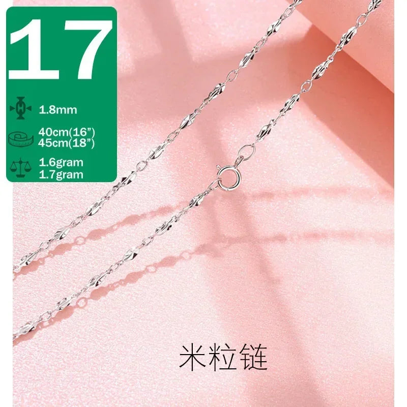 TrustDavis Real 925 Sterling Silver Necklace Water-wave Snake Beads Box Chain 40/45cm Necklace For Woman Necklace Jewelry DC25