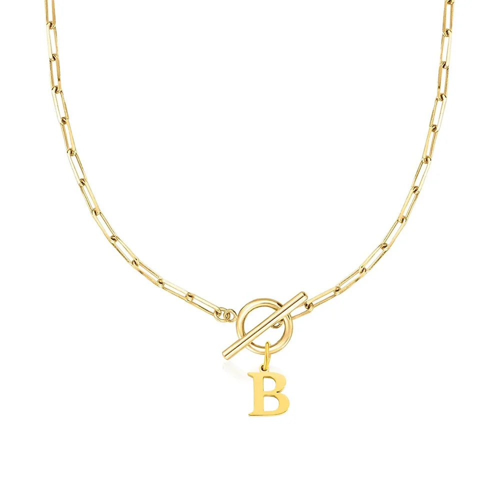 Women's stainless steel Initial necklace A-Z Letter charms pendant Choker Women collar Chain Ot Deduction Necklace For Women2025