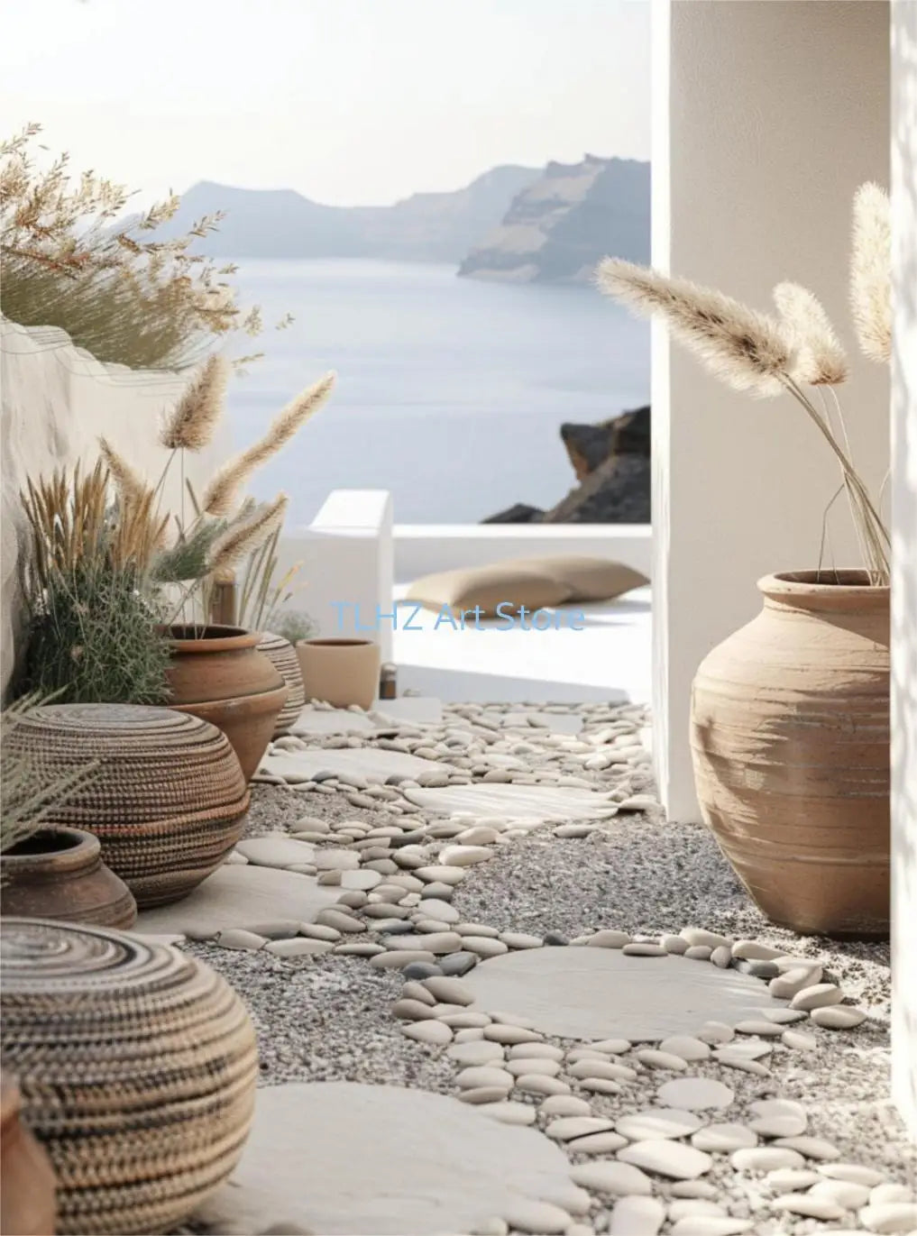 Modern Greece Summer Coast Santorini Travel Landscape Posters and Prints Canvas Printing Wall Art Picture for Living Room Decor