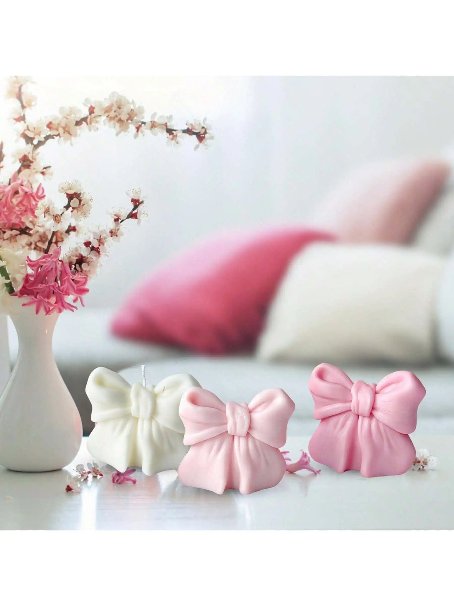 1pc Bow scented Candle, 3D Bow Design Long-Lasting Fragrance, Suitable For Home Decoration, Perfect Valentine's Day gifts