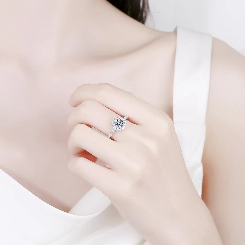 Moissanite And Zircon Ring D VVS1 Adjustable Size S925 Sliver Wedding Rings for Women Jewelry Party Fashion Top Quality Ring