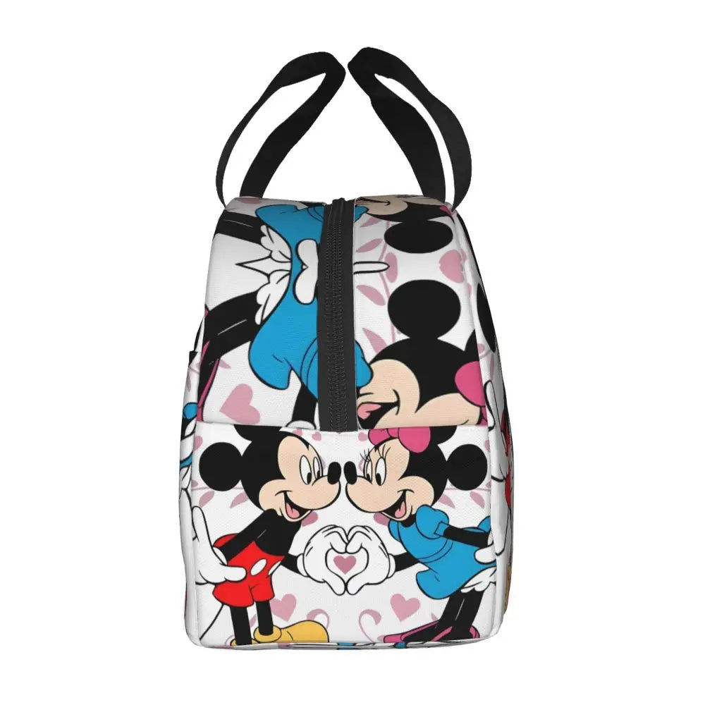 Custom Mickey Pink Minnie Mouse Lunch Bag Women Creative Design Cooler Warm Insulated Lunch Box for Kids School