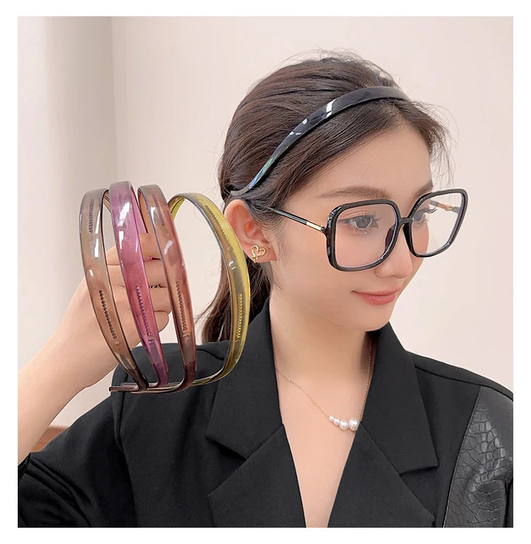 New Trendy Sunglasses Frame Shape Acrylic Hairbands For Women Toothed Headband Anti-slip Hair Hoop Fashion Hair Accessories