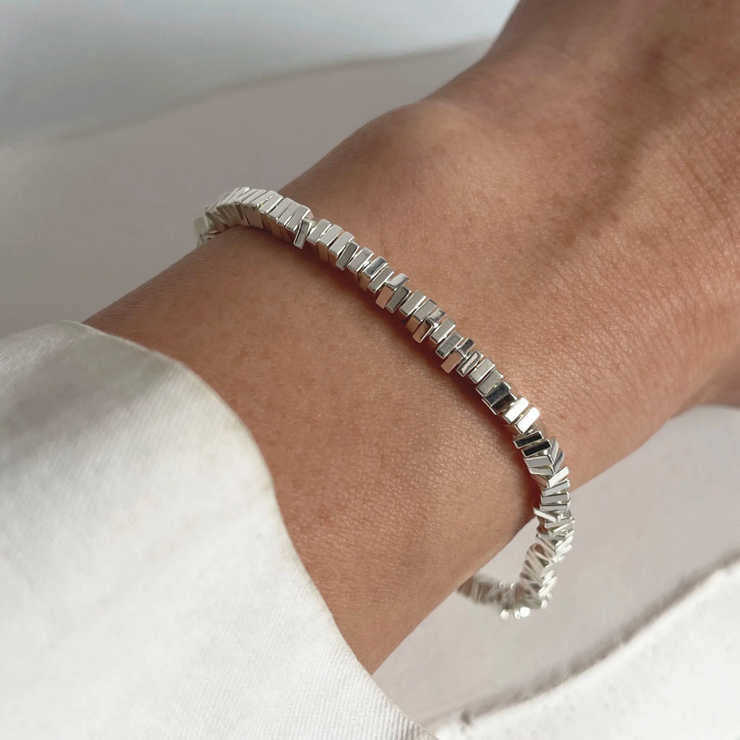 100% Solid 925 Sterling Silver Metal Bracelet for Women Handmade Simple Stone Bracelet Birthday Gift Party