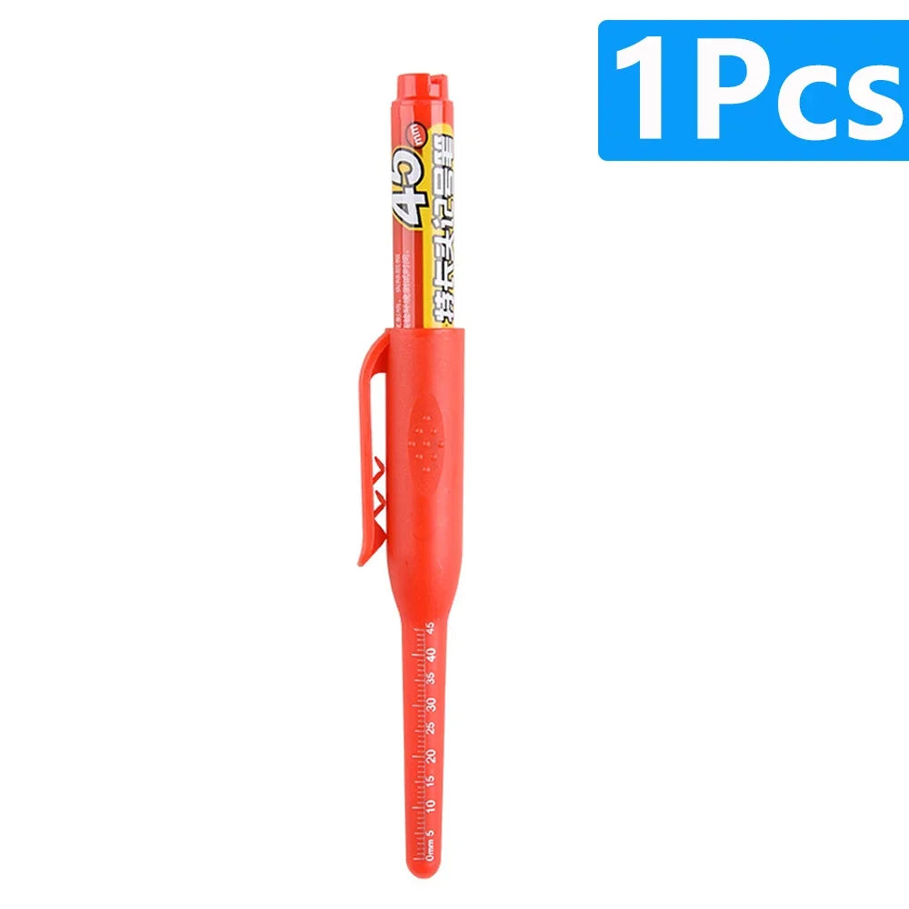 1-6Pcs 45mm Waterproof Long Head Nib Deep Hole Markers Pen Tile Carpenter Pen Multi-purpose for Woodworking Black/Blue/Red Ink
