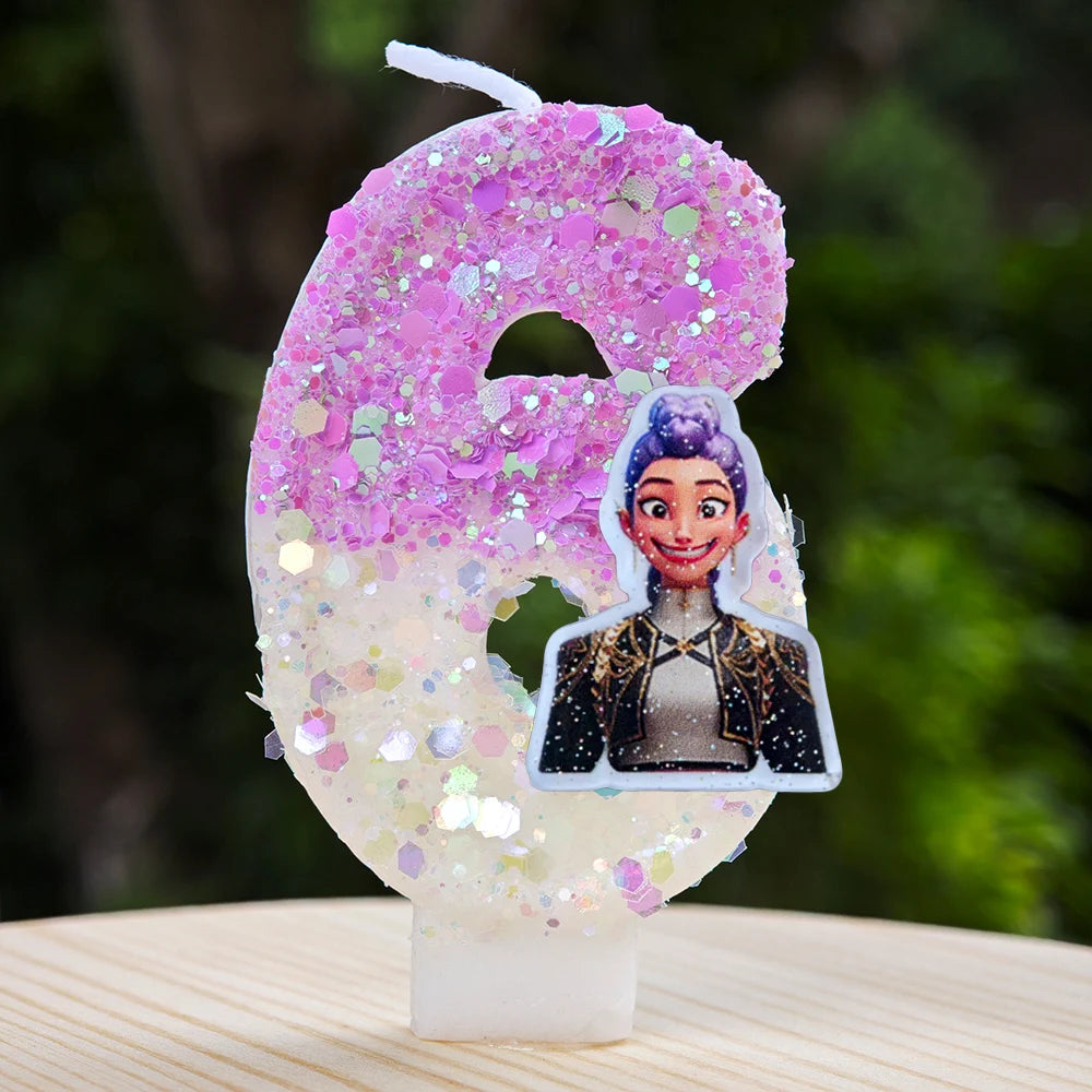 New Kpop Demon Hunters Theme Candle Number 0-9 Birthday Party Cake Decoration Cartoon Baby Shower Supplies Kids Gifts