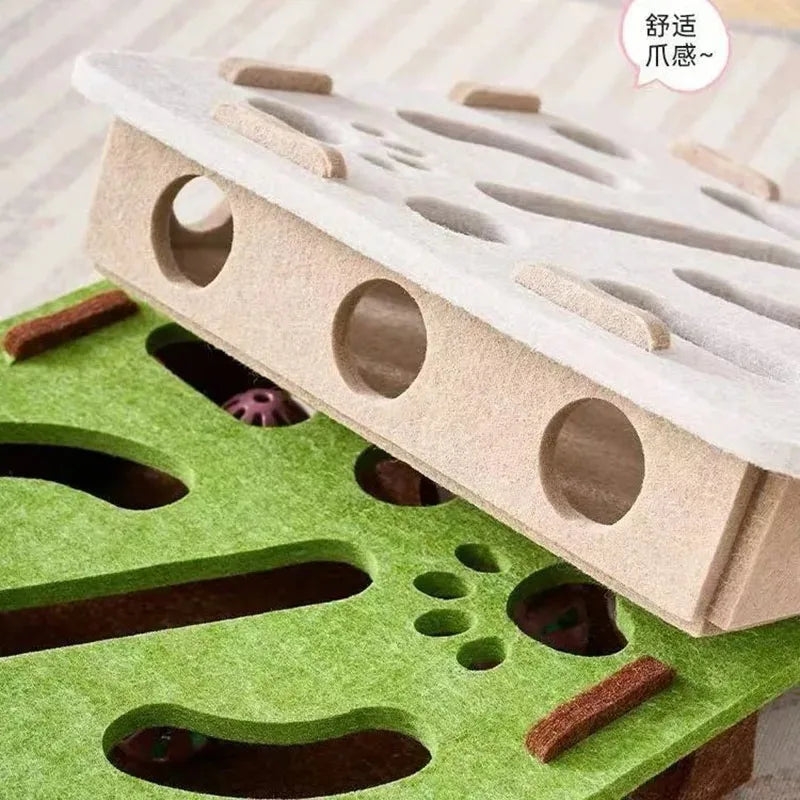 New Cat Puzzle Toy Felt Tunnel Box Cat Playing Toy With Ball Indoor Sports Entertainment Hunting Indoor Kitten Toys Cat Supplies