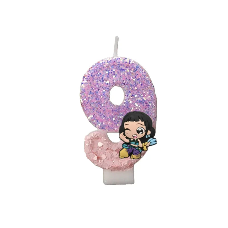 Cartoon Cute Girl Group Hunters Digital Candle Number 0-9 Kids Birthday Cake Decoration Supplies Party Accessories Supplies