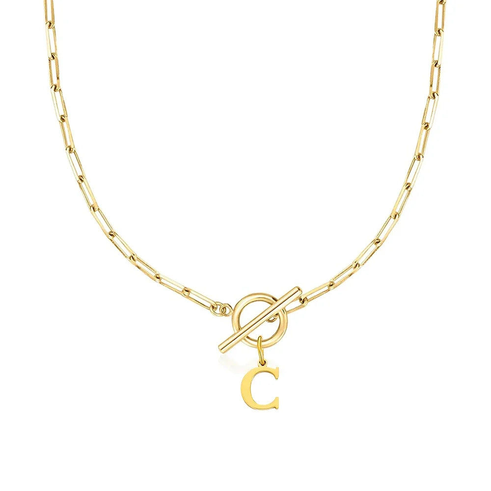 Women's stainless steel Initial necklace A-Z Letter charms pendant Choker Women collar Chain Ot Deduction Necklace For Women2025