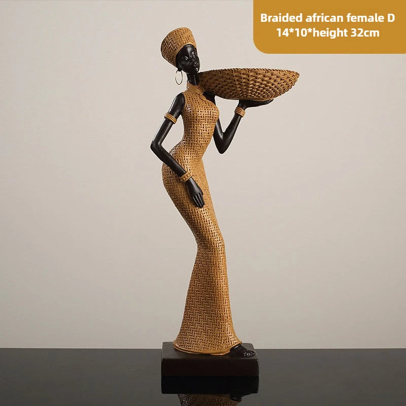 African Girl Home Ethnic Style Craft Resin Ornament