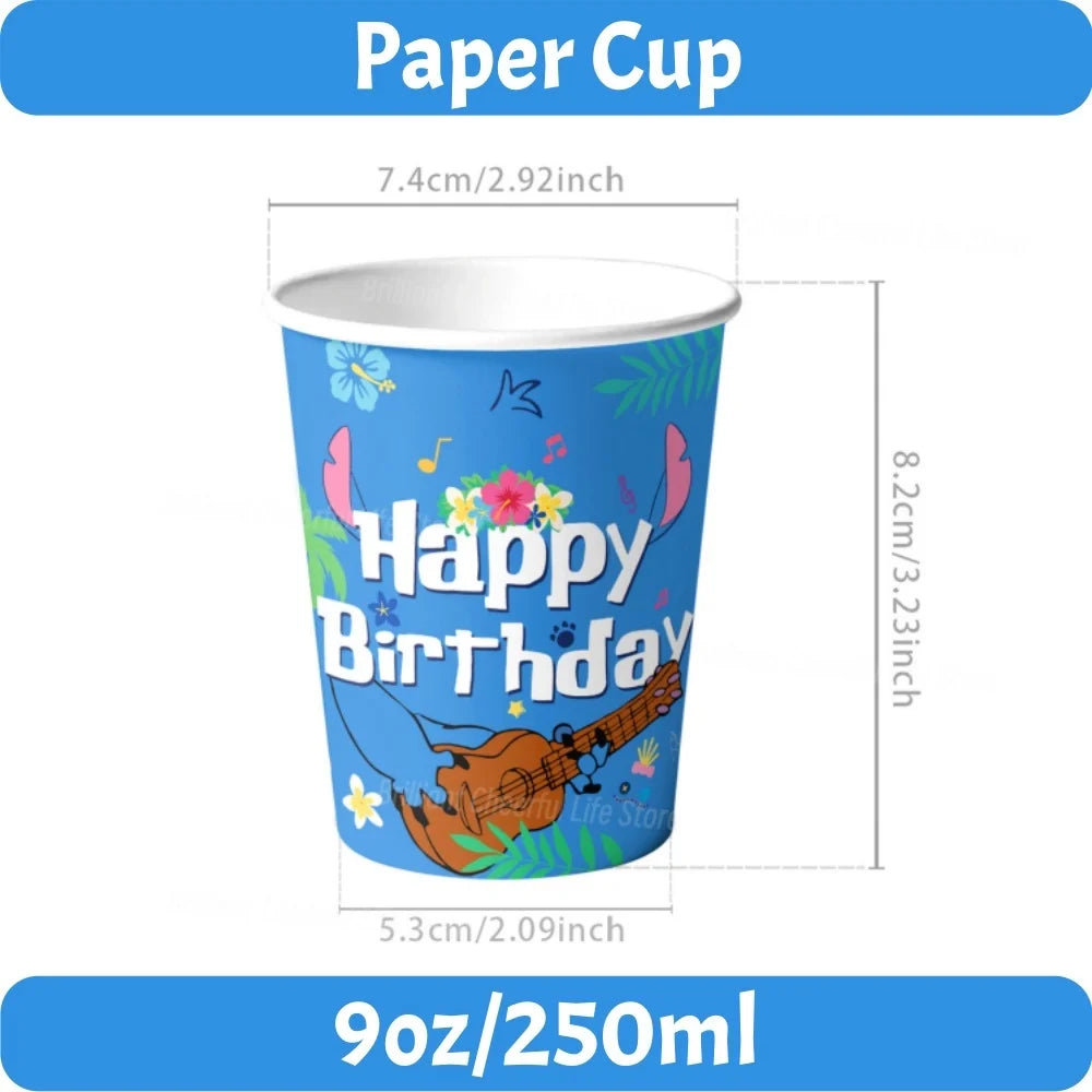 Stitch Birthday Decoration Lilo and Stitch Theme Tablecloth Paper Cup Plate Balloons Baby Shower Supplies Kids Favor