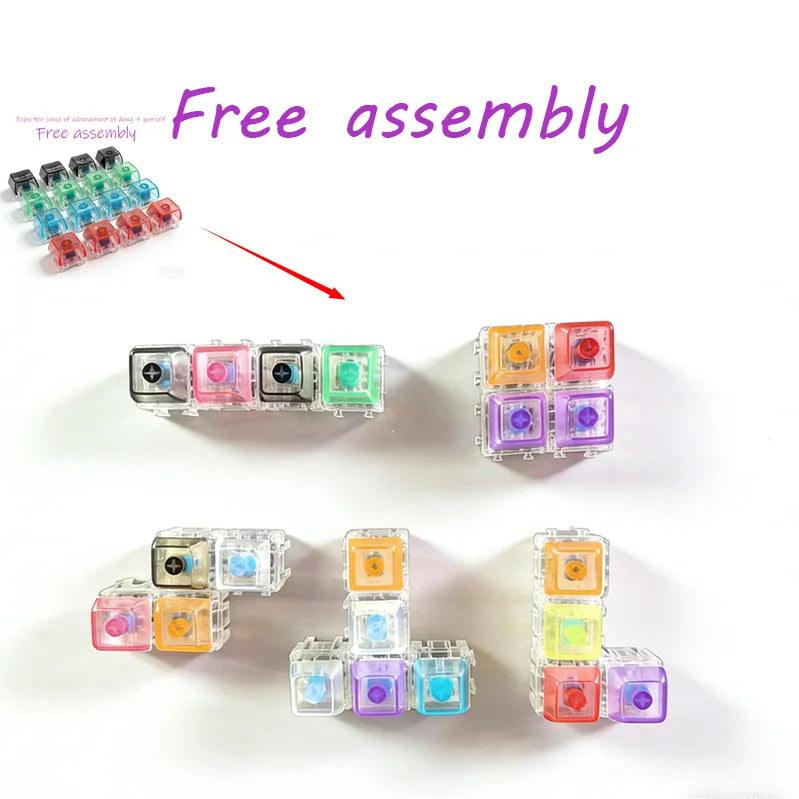 /LED free assembly keyboard keychain Fidget toy crystal clicker sensory toy stress relief keyboard keychain adult children's toy