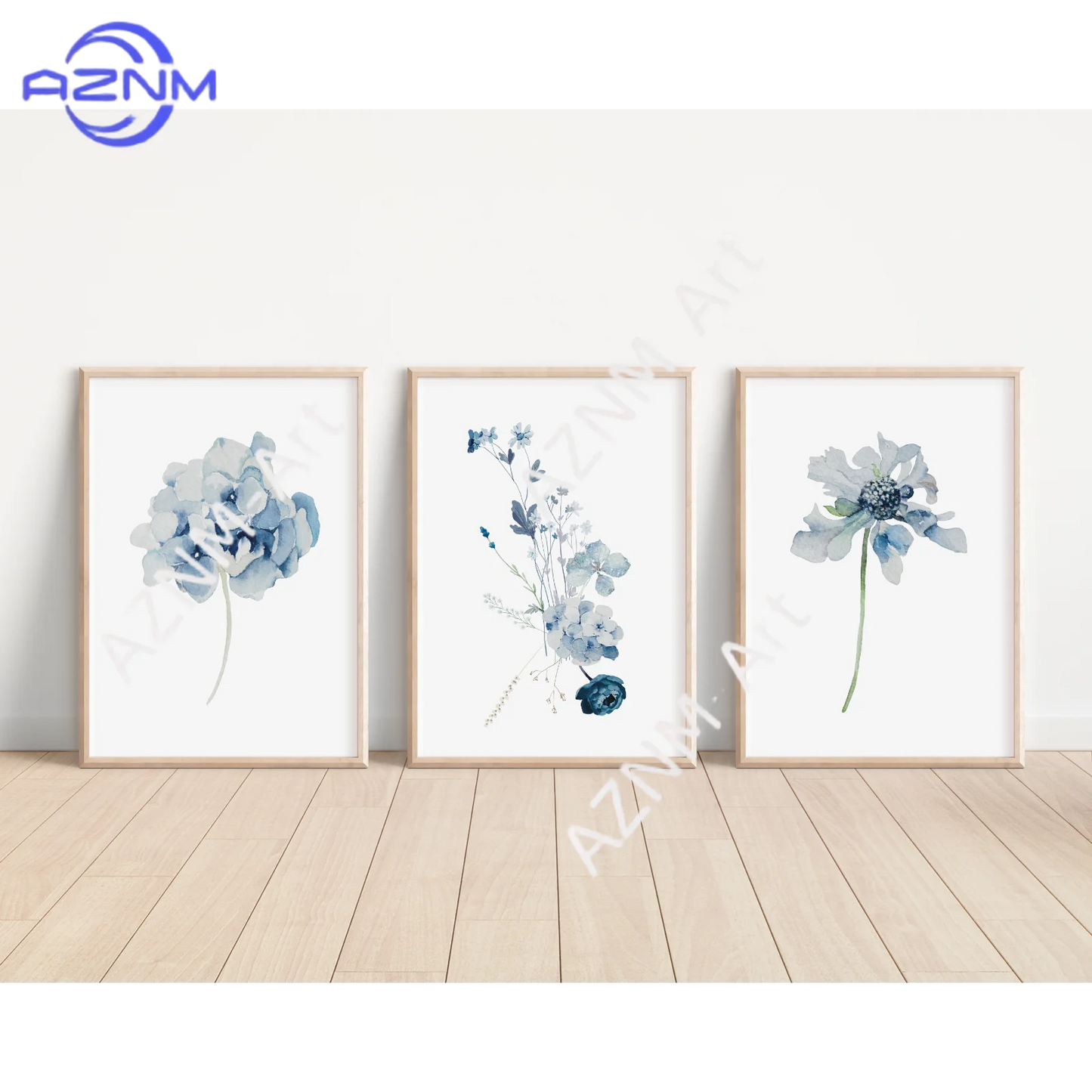 1/3Pcs Hamptons Provincial Poster, Hydrangea Blue Floral Flower Prints, Modern Coastal Home Decor Wall Art