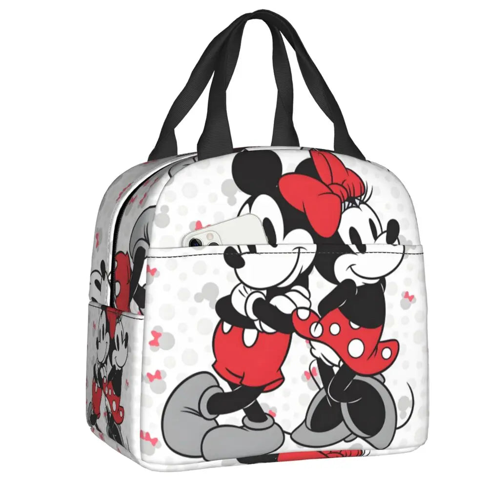 Custom Mickey Pink Minnie Mouse Lunch Bag Women Creative Design Cooler Warm Insulated Lunch Box for Kids School