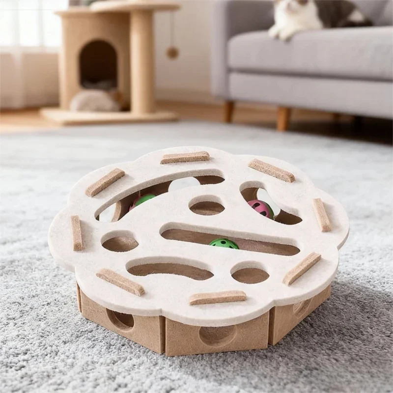 New Cat Puzzle Toy Felt Tunnel Box Cat Playing Toy With Ball Indoor Sports Entertainment Hunting Indoor Kitten Toys Cat Supplies