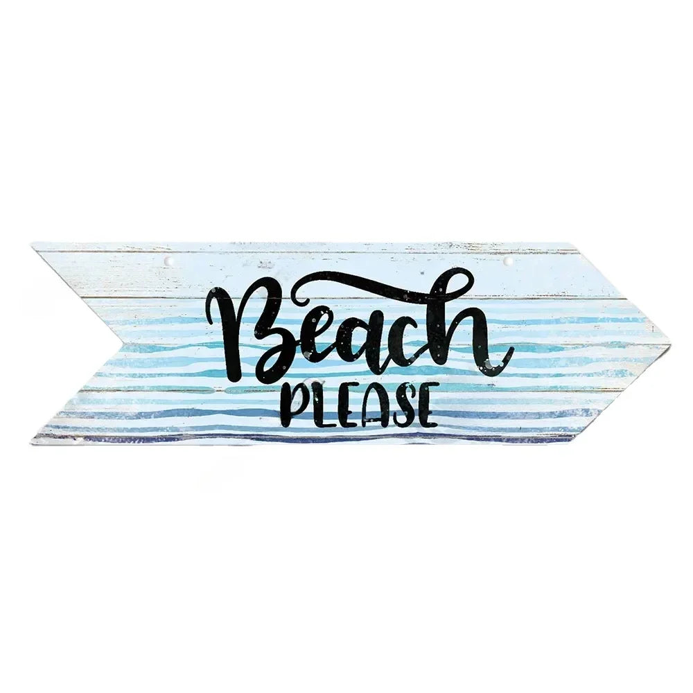 Beach Arrow Wooden Sign Beach Seaside Road Guide Wall Decoration Indicator Hanging Beach House  Wall Plaque Decor
