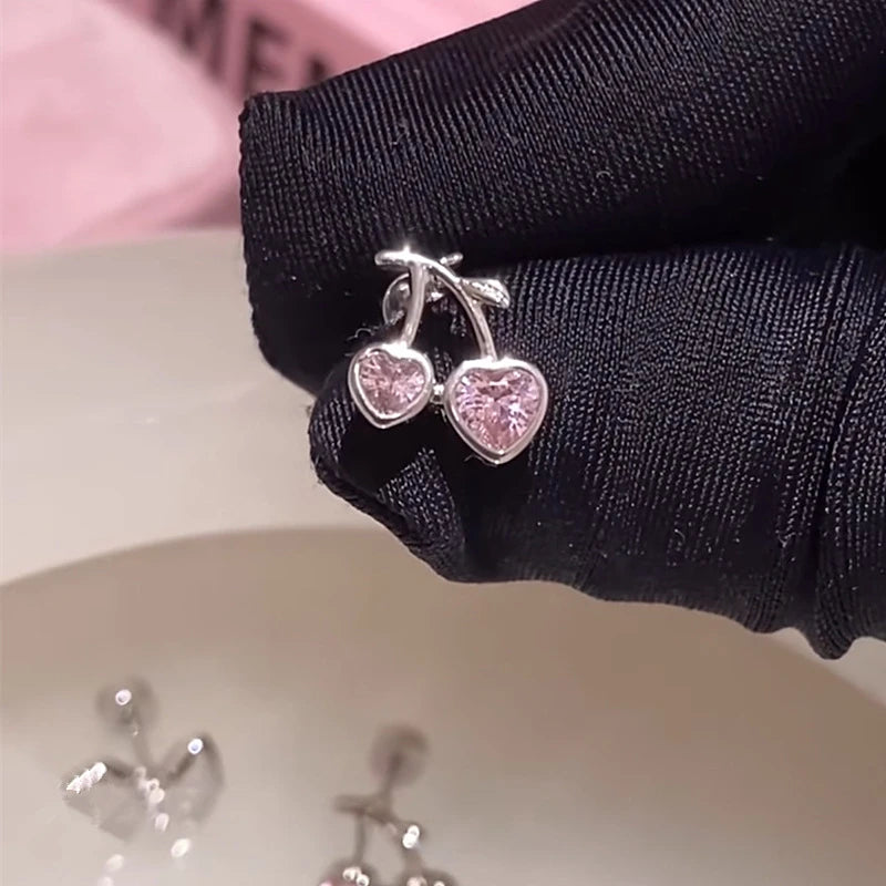 1 PCS Korean Style Cute Pink Zircon Crystal Ear Bone Nail 316L Stainless Steel Kpop Earrings for Women Cartilage Jewelry Gift