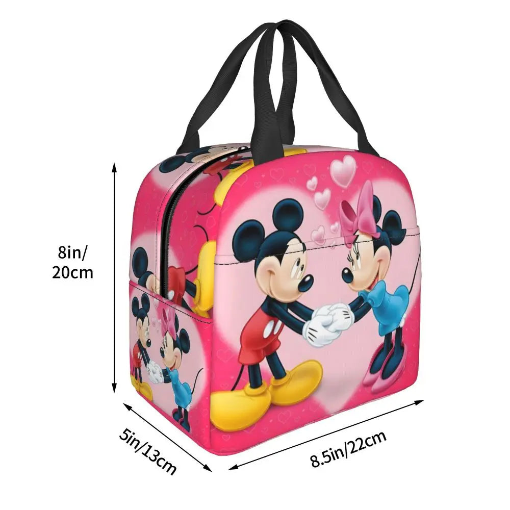 Custom Mickey Pink Minnie Mouse Lunch Bag Women Creative Design Cooler Warm Insulated Lunch Box for Kids School