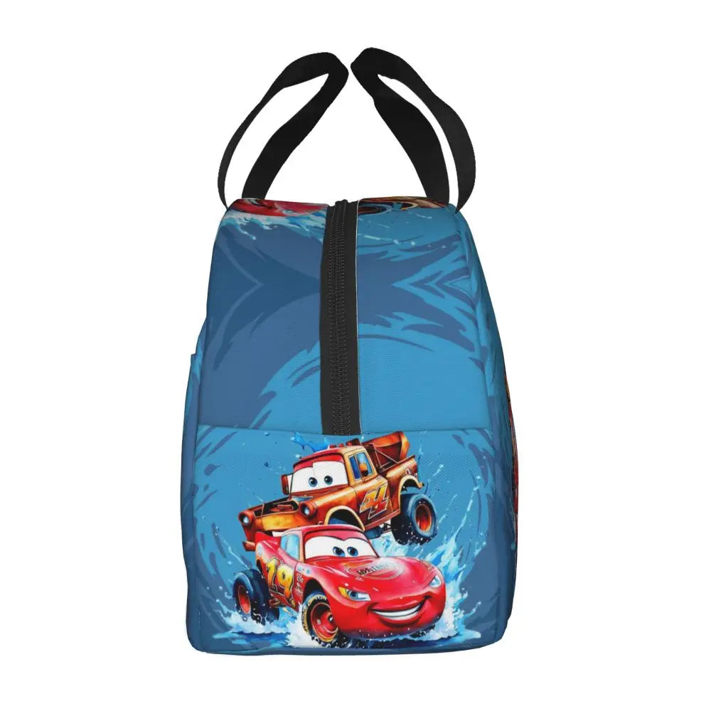 Custom Car 95 Lightning Mcqueen Insulated Lunch Bag for Women Resuable Racing Car Thermal Cooler Bento Box Office Picnic Travel
