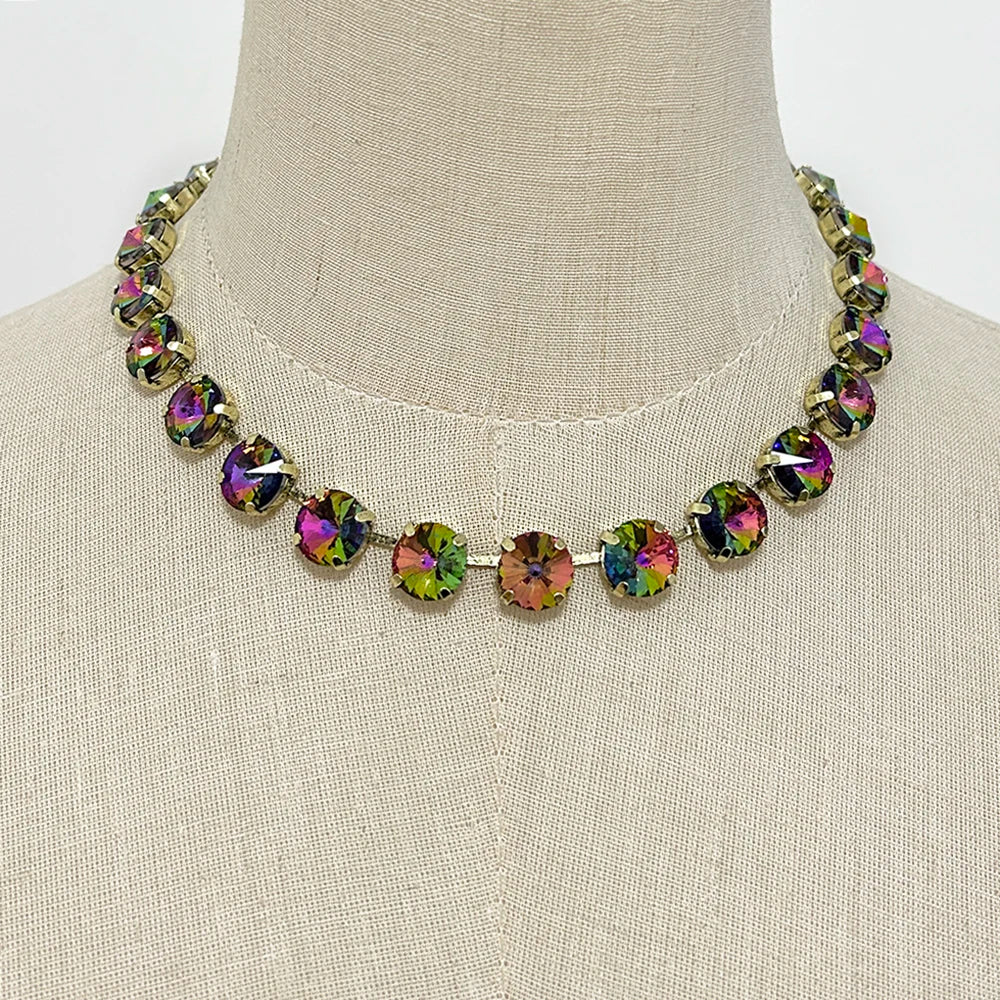 Luxury Shiny Crystal Claw Chain Necklace Multi-Color Optional Bohemian Exaggerated Clavicle Chain Big Bib Necklace Wholesale