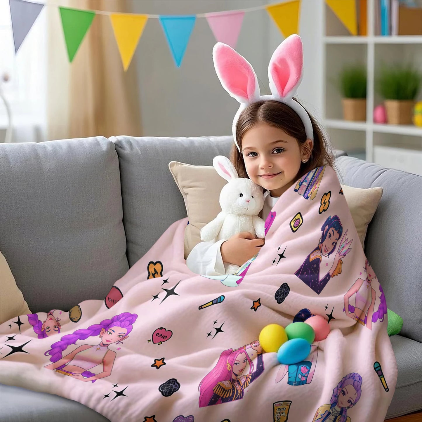Cute Sticker K Pop Flannel Blanket: Cozy Up With Your Bias For Chill Days
