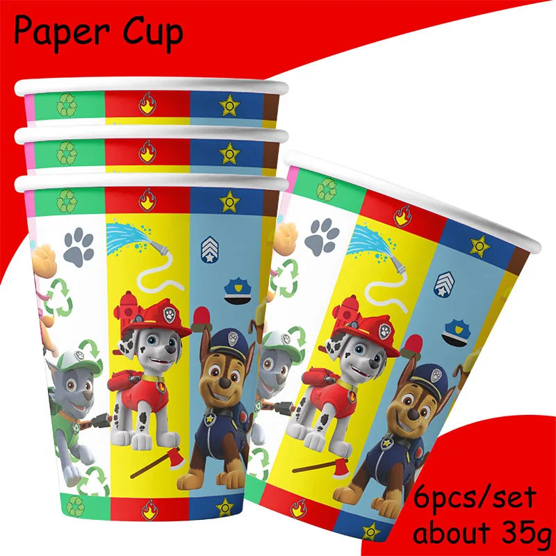 paw patrol cartoon Birthday Party Decoration  paw marshall theme Balloon Banner Cake Topper Party Supplies for Baby Show