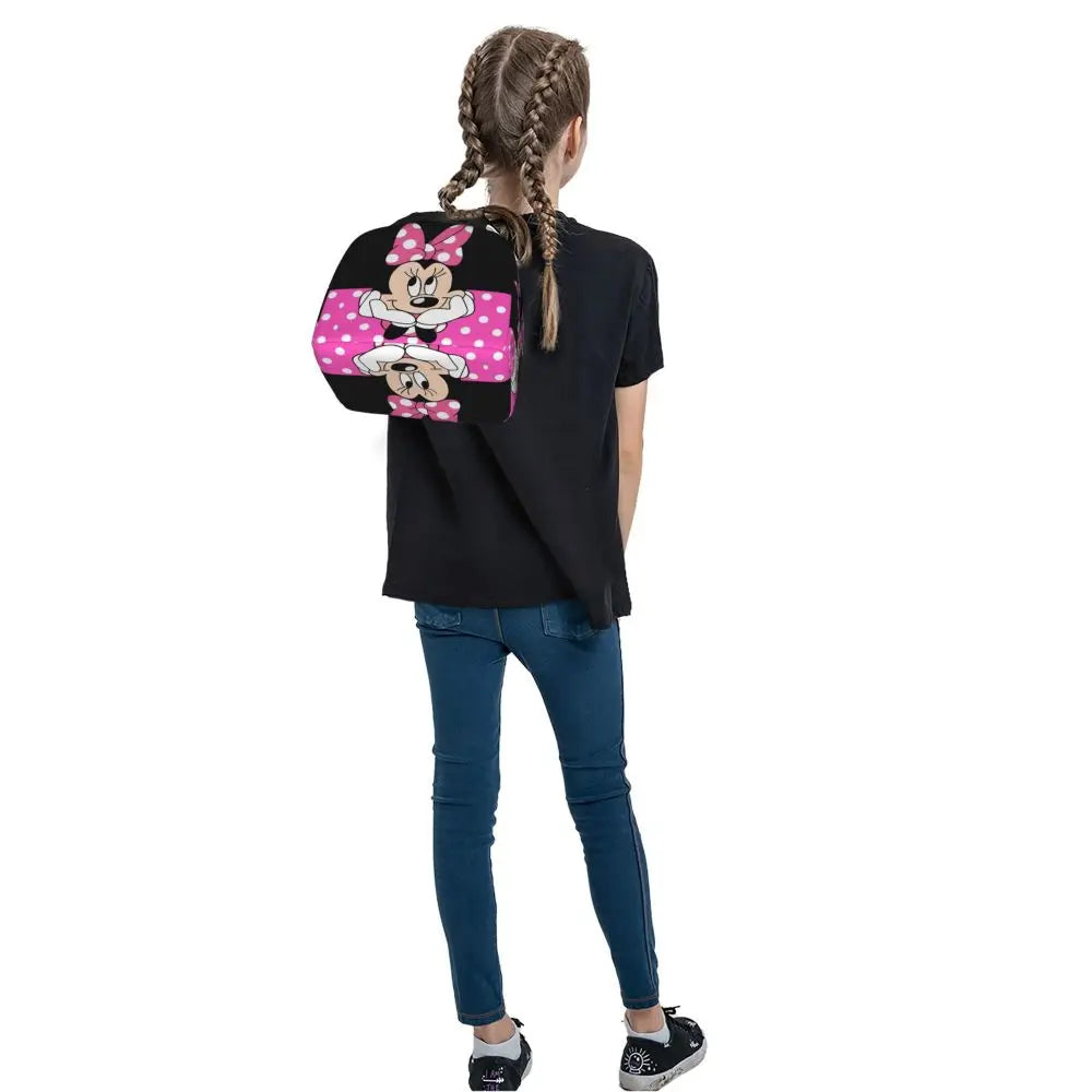 Custom Mickey Pink Minnie Mouse Lunch Bag Women Creative Design Cooler Warm Insulated Lunch Box for Kids School