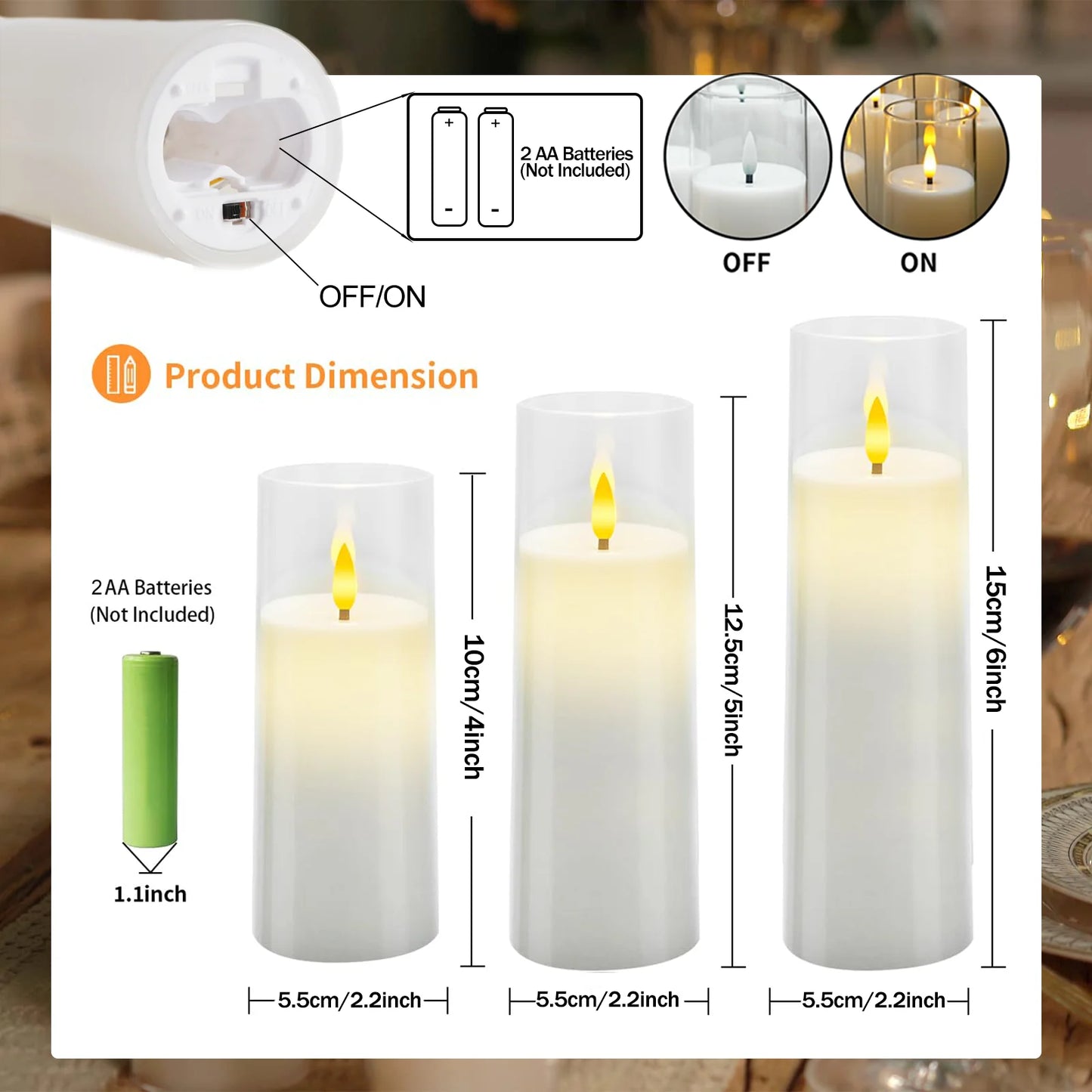 6-90PCS Acrylic Cup Led Candles Wedding Flickering Flameless Candles Battery Operated Artificial Candle Concert Activities Decor