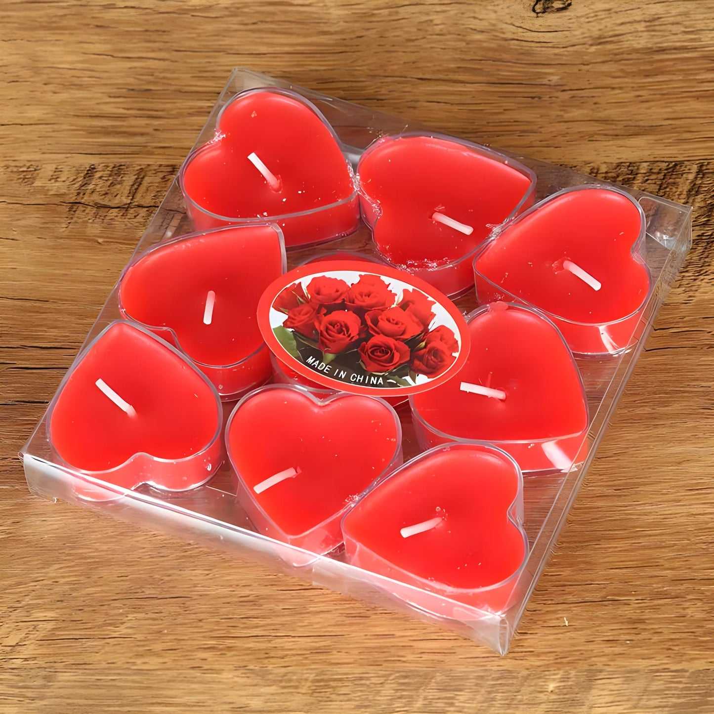 9Pcs Scented Aromatic Candle Smokeless Light Tea Wax Candles Gift Heart-Shape Wedding Festival Party Home Decoration Supplies