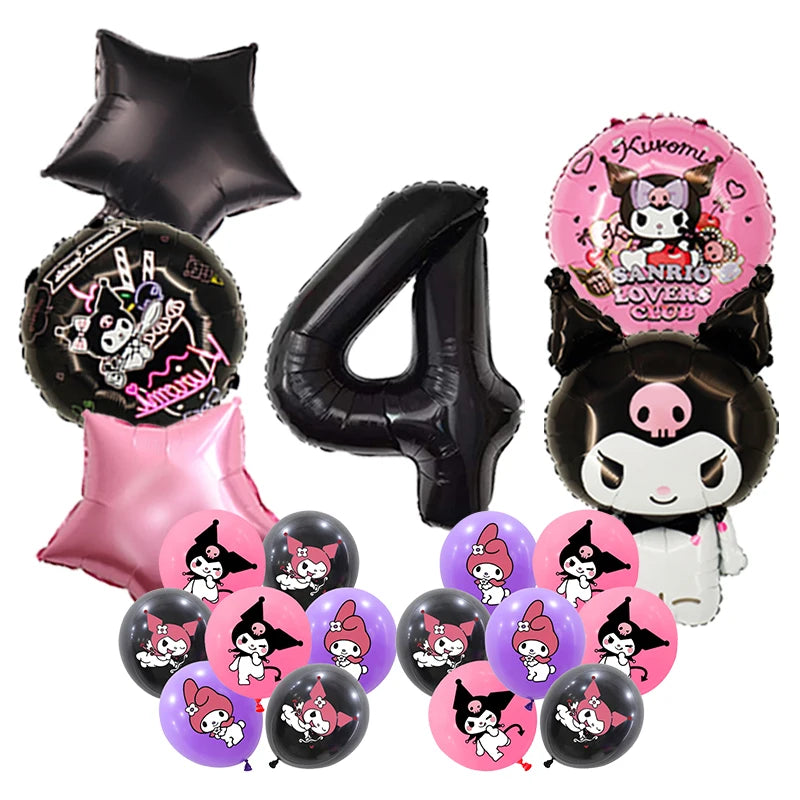 Kuromi Birthday Party Decoration Backdrop Disposable Tableware For Kids Event Supplies Latex Foil Balloons Banner