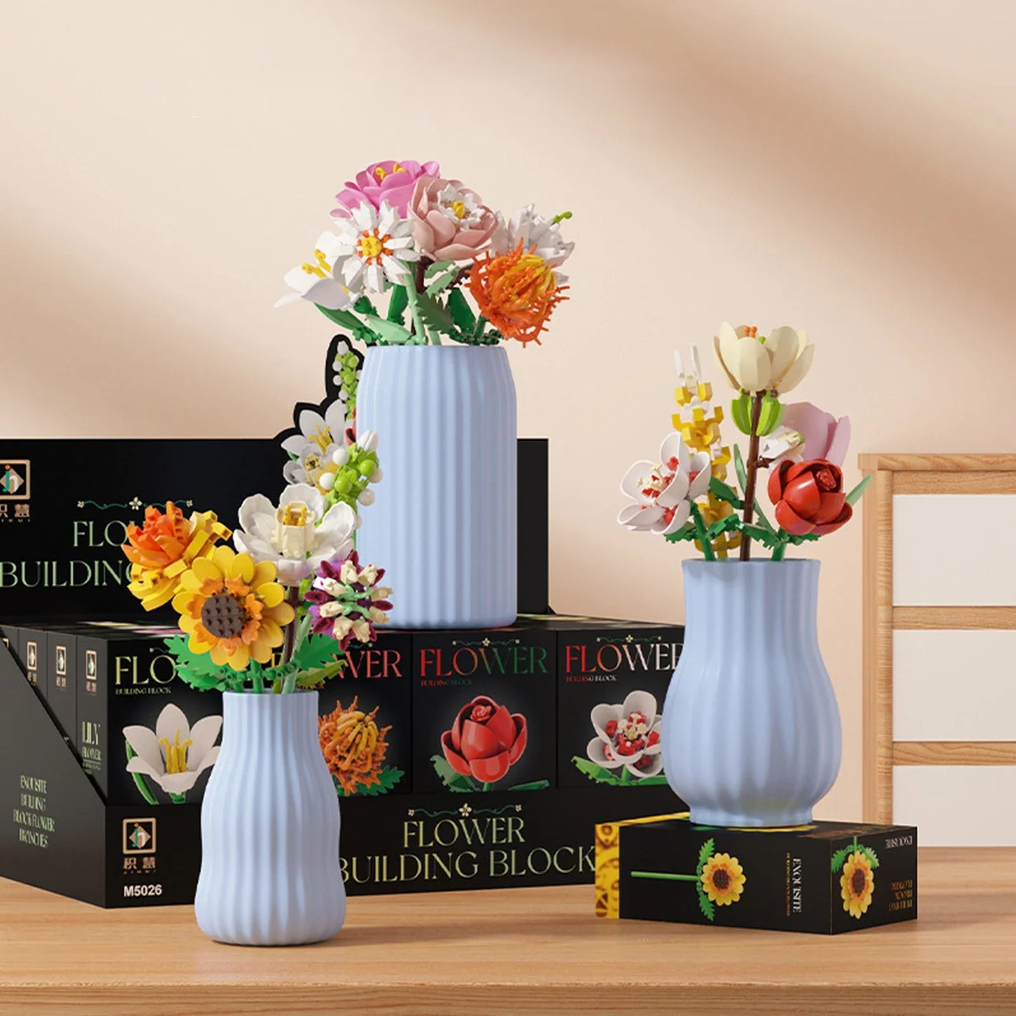 Simulation Flowers Micro Building Blocks Assembly Rose/Sunflower/Tulip/Orchid Eternal Bouquet Home Decor Bricks Toys Girl Gifts
