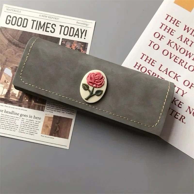Vintage Fashion Rose Pattern Glasses Case Sunglasses Eyewear Storage Box Unisex Anti-Pressure PU Leather Eyeglasses Bag
