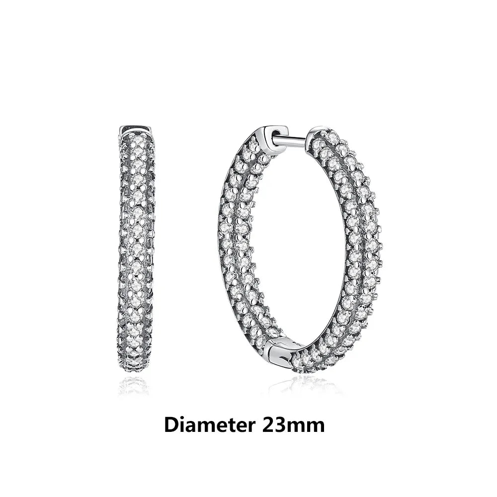 New 2025 Original 925 Sterling Silver Earrings For Women Piercing Hoop Love Heart Earings Rose Gold Wedding Gift Luxury Jewelry