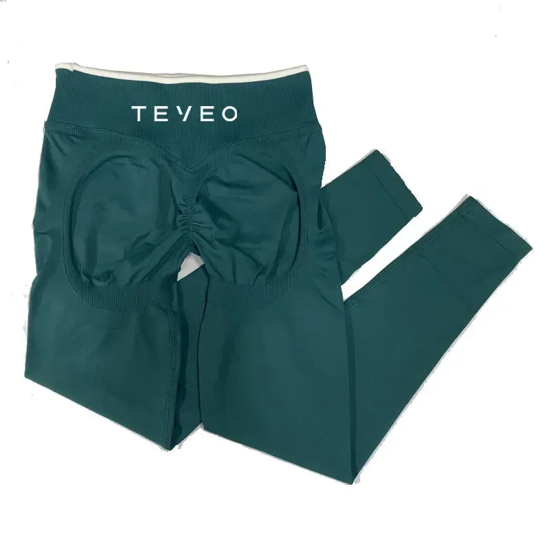 TEVEO Women's Sports Yoga Shorts Fitness Cycling Elastic Sports Pants Ignite Sculpt Scrunch Short Yoga Bra Set leggings