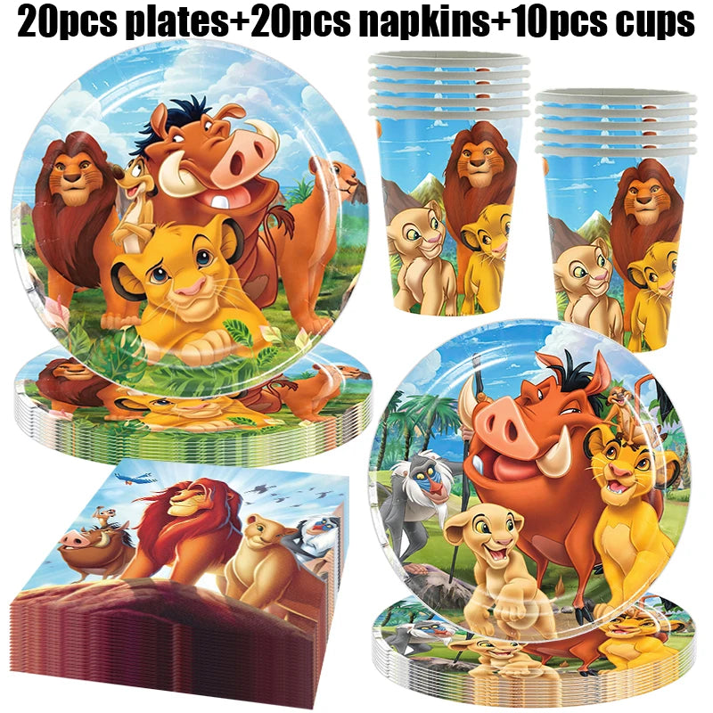 Disney The Lion King Birthday Party Decoration New Plates Cups Napinks Tablecloth King Lion Birthday Balloon Party Favor Balloon