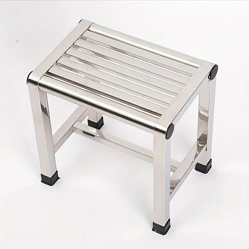 1Pc Multi-purpose Stainless Steel Stool - Durable Thick & Sturdy Stool, Ideal for Living Room, Bathroom, Kitchen and Corridors