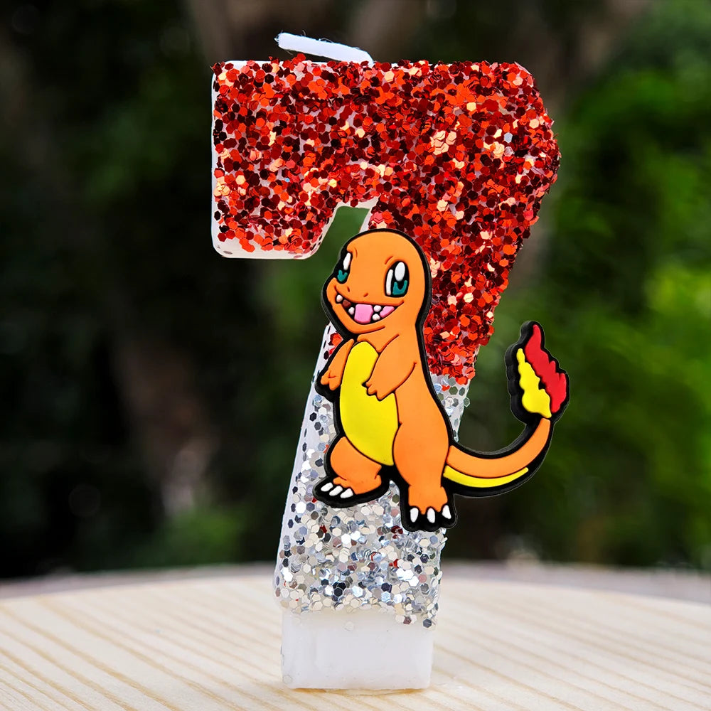 Pokemon Candle Number 0-9 Soccer Candle Pikachu Cake Decoration Boy Birthday Party for Kids Baby Shower Decor Gift
