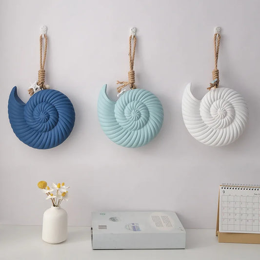 Mediterranean  Wall Decor Pendant Wood Shell Starfish Wall Hanging Ornaments Vintage Living Room Ocean Beach Theme Restaurant