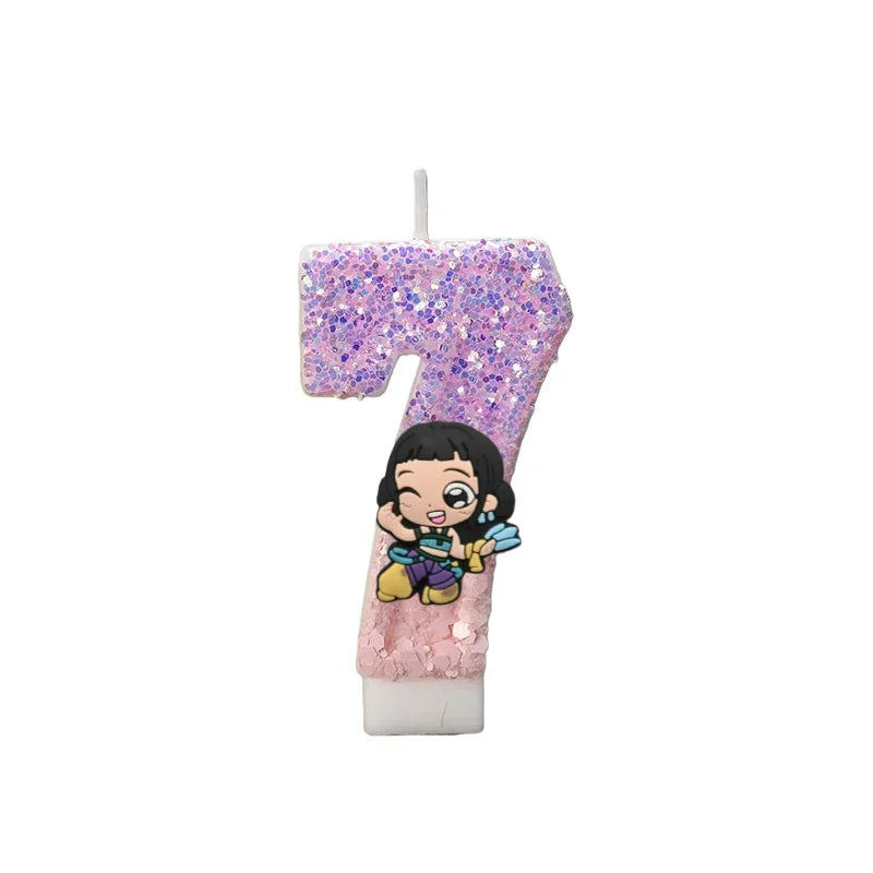 Cartoon Cute Girl Group Hunters Digital Candle Number 0-9 Kids Birthday Cake Decoration Supplies Party Accessories Supplies
