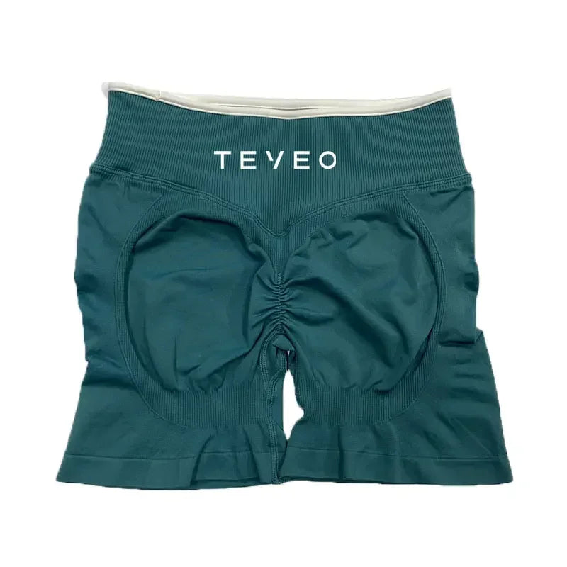 TEVEO Women's Sports Yoga Shorts Fitness Cycling Elastic Sports Pants Ignite Sculpt Scrunch Short Yoga Bra Set leggings