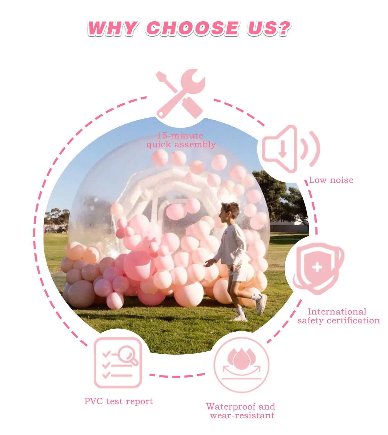 Inflatable Bouncy Bubble House Kids Play with Blower Balloon Transparent PVC Outdoor Dome Tent Bouncer for Chlidren Toys
