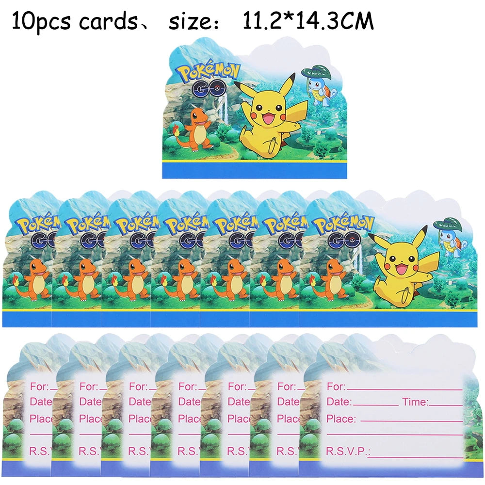 Pokemons Party Birthday Decoration Happy Pikachu Theme Tableware Cups Plates Balloons Banner Supplies Kids Favors Baby Shower