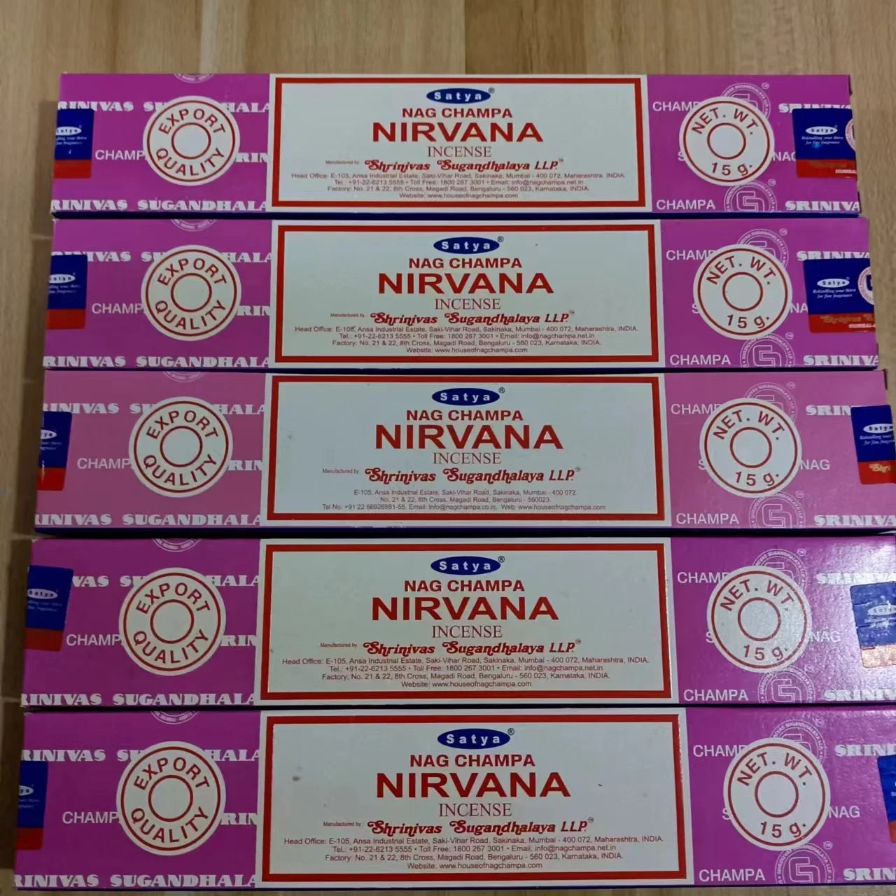 5BOX NAG Champa Incienso Satya Incense Collection Satya Handmade Sticks with Flavors Refreshing Medicinal Aromas Home Fragrances