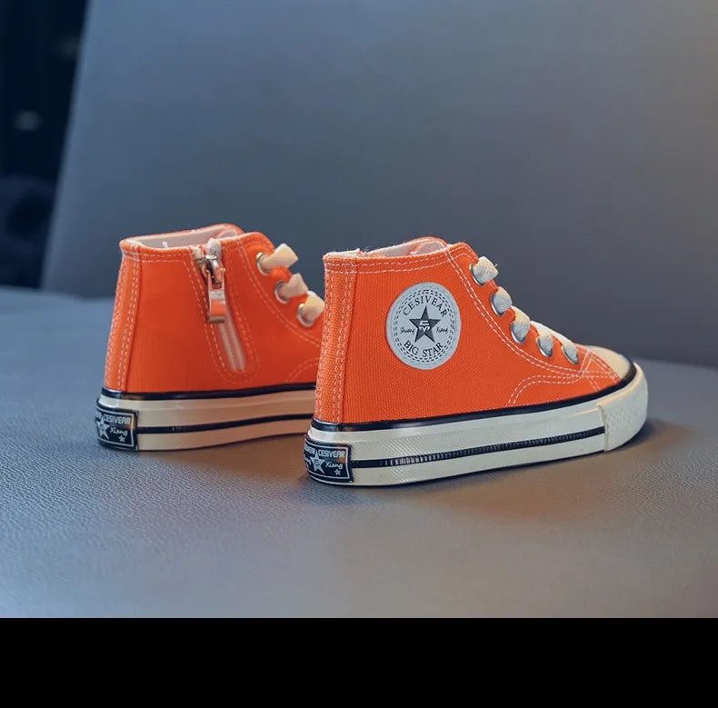 Children's Mid-Top Canvas Shoes Soft Bottom Comfortable Casual Children's Shoes Boys and Girls Non-slip Breathable Board Shoes