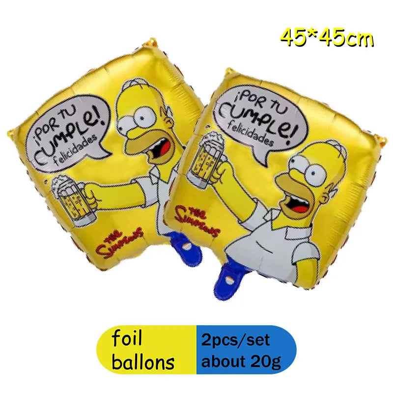 THE SIMPSONS GAME Baby Shower Kids Toy Aluminum Foil Digital Balloon Set Birthday Party Decor and Napkins Disposable Tableware