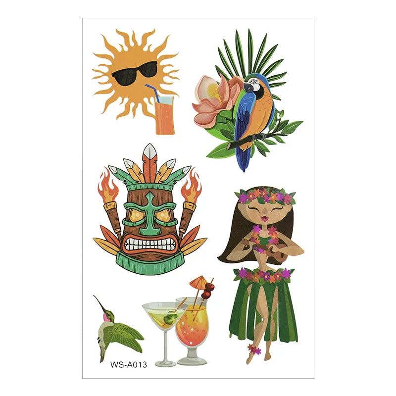 Hawaiian Party Aloha Temporary Tattoo Sticker Waterproof