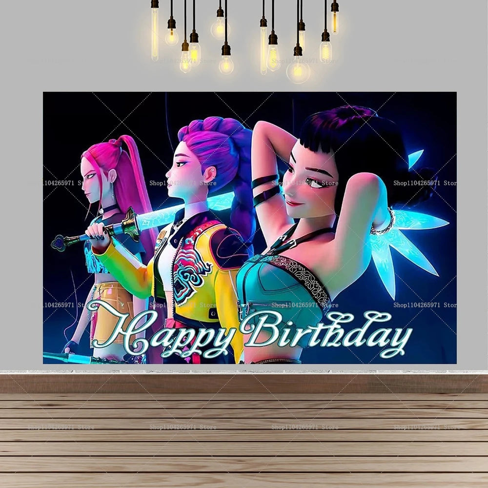 KPOP Witch Hunters Coven Girl Group Backdrop Magic Fantasy Party Theme Girls Adult Birthday Decor Photo Background Supplies