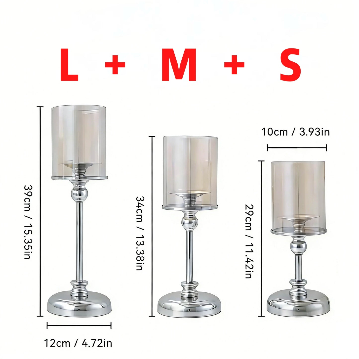 Glass Pillar Candle Holder Set Golden Silver Decorative Candlestick for Wedding Party Table Festival Decor 2026 New Fashion
