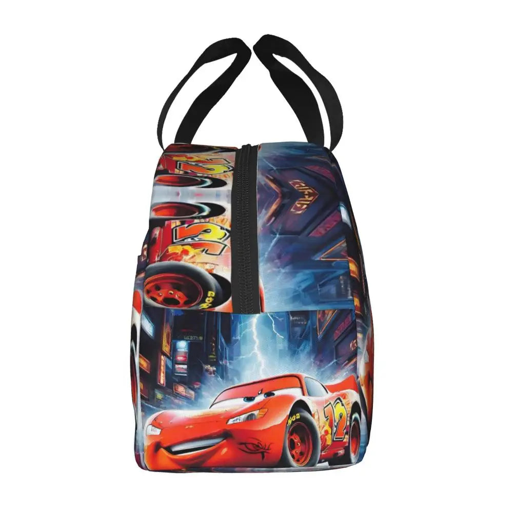 Custom Car 95 Lightning Mcqueen Insulated Lunch Bag for Women Resuable Racing Car Thermal Cooler Bento Box Office Picnic Travel